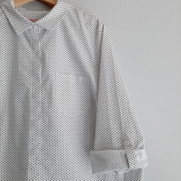 IN EVERY STORY Penningtons Utility Sleeve Button Down Shirt Polka Dot B&W Sz 1X - Picture 3 of 16